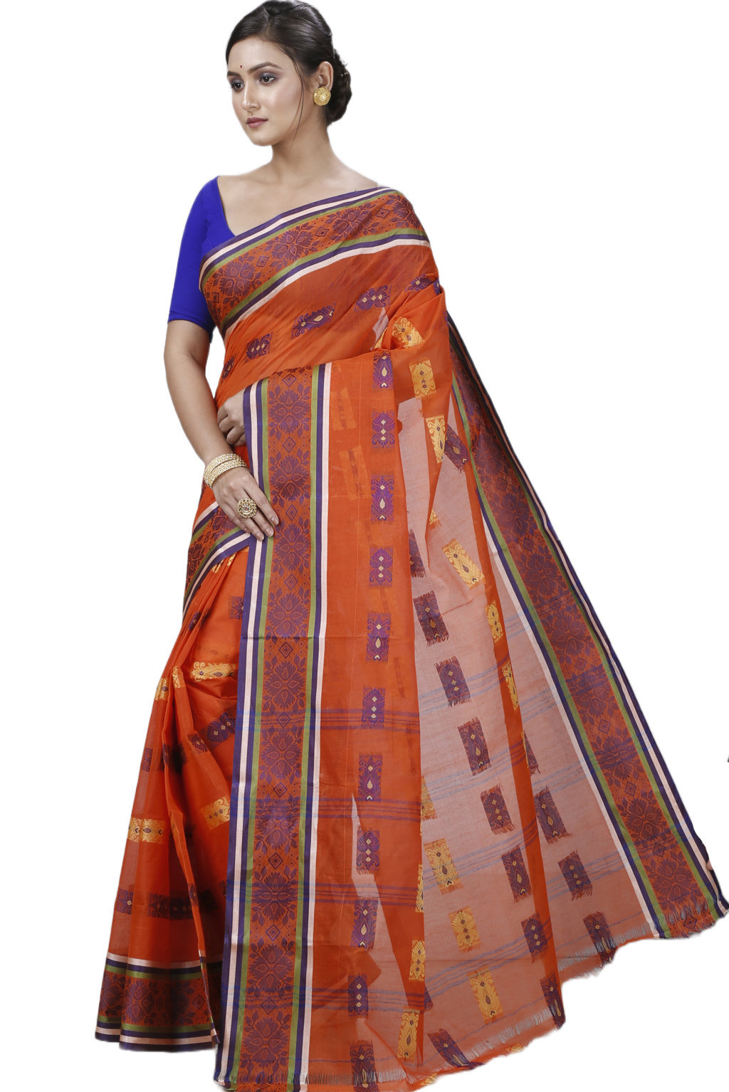 Orange Pure Cotton Uditi Tant Saree (1228)